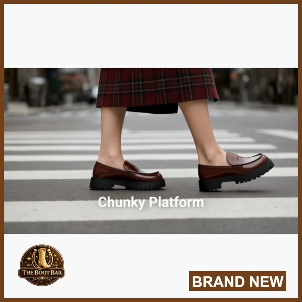 Platform Penny Loafers Women Slip On Chunky Lug Sole Comfortable - Picture 7 of 7